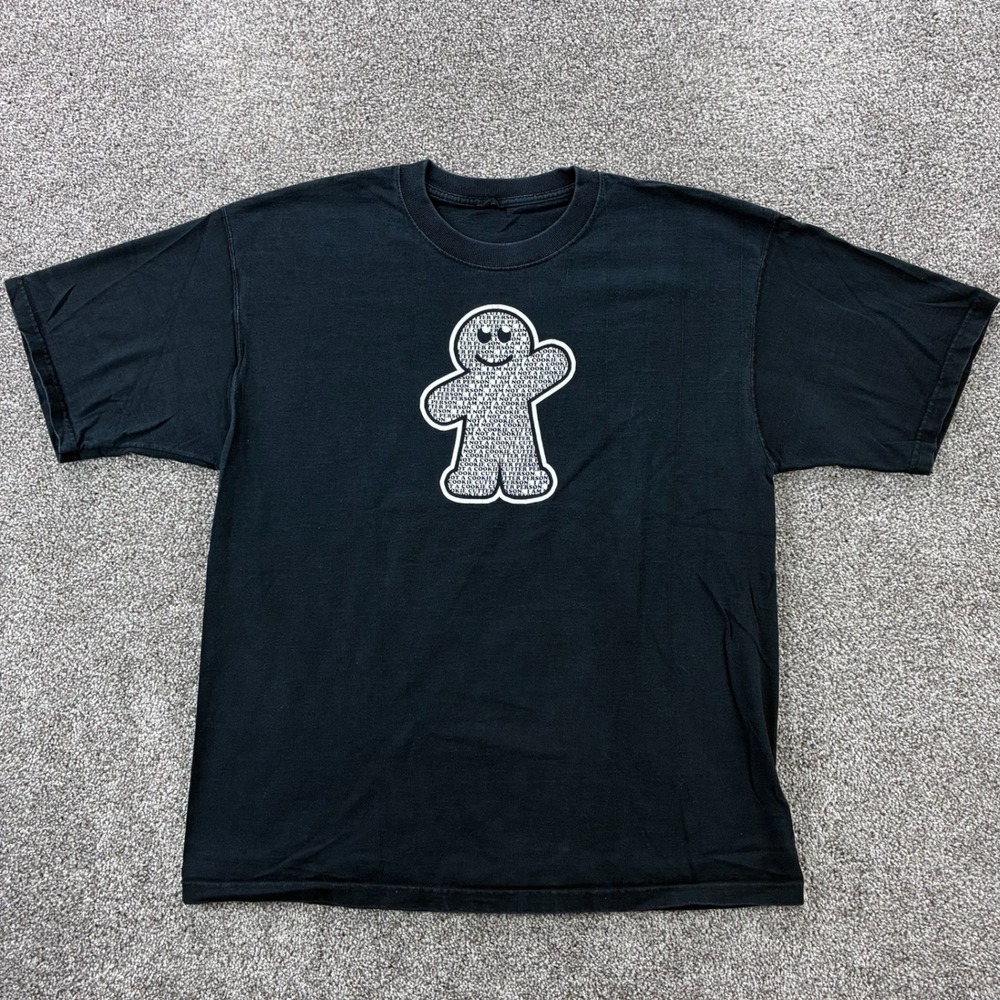 Vintage Ginger Bread Man Shirt Mens Large Black Not a Cookie Cutter Person Style